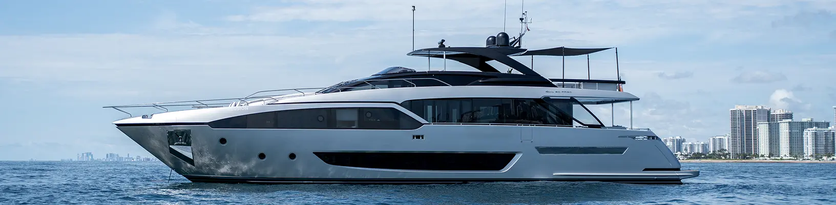 Illusion motor yacht on the water